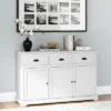 Costway 3 Drawers Sideboard Buffet Cabinet Console Table Kitchen Storage Cupboard White