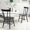 Costway Dining Chairs Set Of 2 Windsor Chairs Wood Armless Chairs With Solid Rubber Wood Black/White