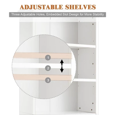 Costway Bookcase Shelving Storage Wooden Cabinet Unit Standing Display Bookcase W/Doors - Image 5