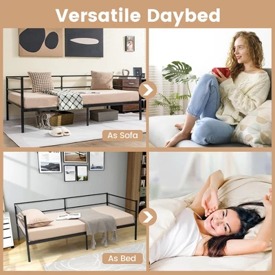 Costway Twin Daybed Sofa Bed Frame Metal Platform With Headboard For Guest - Living Room - Image 4