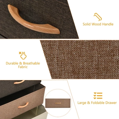 Costway 5-Drawer Dresser Storage 4-Tier Organizer Tower Steel Frame Wooden Top - Image 6