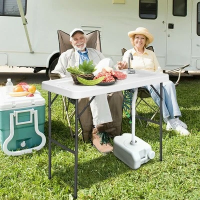 Costway Folding Fish Table Hunting Clean Cutting Camping Sink Faucet W Sprayer - Image 6