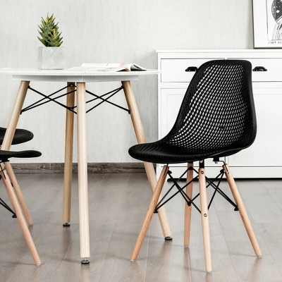 Costway 2PCS Modern DSW Dining Chair Office Home W/ Mesh Design Wooden Legs - Image 3