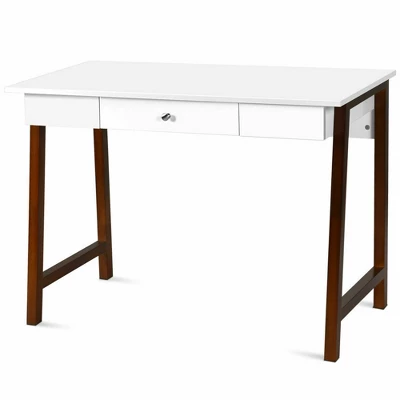 Costway Computer Desk Laptop PC Writing Table Makeup Vanity Table W/Drawer And Wood Legs - Image 6
