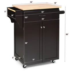 Costway Rolling Kitchen Island Utility Kitchen Cart Storage Cabinet Brown/White
