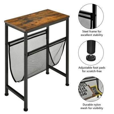 Costway 2PCS Narrow End Table With Holder Sling Industrial Accent Console Table - Image 8