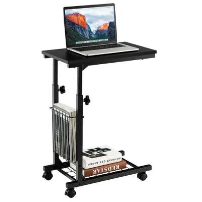 Costway C-shape Sofa End Side Table Compact Snack Table For Living Room Bedroom BlackBrown - Image 9