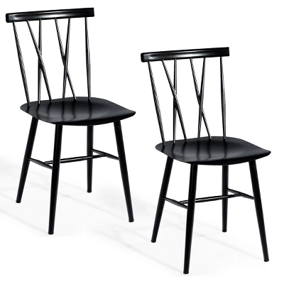 Costway Set Of 2 Dining Side Chairs Chairs Armless Cross Back Kitchen Bistro Caf - Image 5