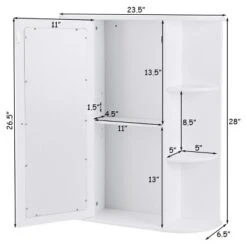 Costway Bathroom Cabinet Single Door Shelves Wall Mount Cabinet W/ Mirror Organizer