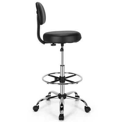 Costway Swivel Drafting Chair Tall Office Chair W/ Adjustable Backrest Foot Ring - Image 9