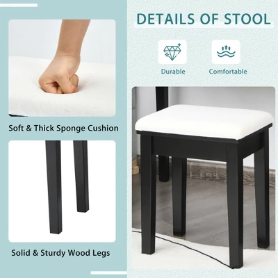 Costway Vanity Table Set With Lighted Mirror Adjustable 10 Bulbs Dresser 4 Drawer - Image 7