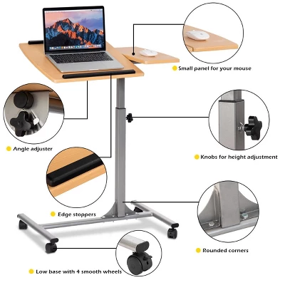 Costway 1PC Adjustable Laptop Notebook Desk Table Stand Holder Swivel Home Office Wheel - Image 6