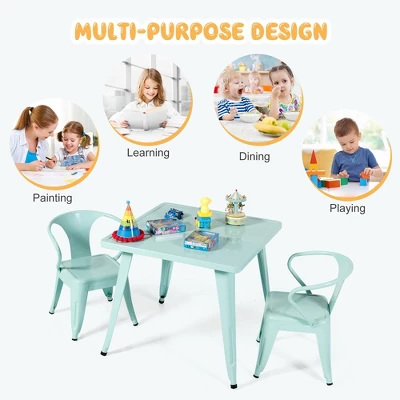 Costway Kids Steel 27'' Square Table Children Play Learn Activity Table Indoor Outdoor - Image 6