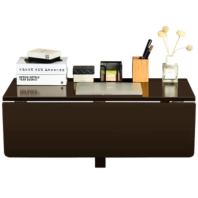 Costway Wall-Mounted Drop-Leaf Table Folding Kitchen Dining Table Desk Space Saver White/Pink/Coffee/Black - Image 8