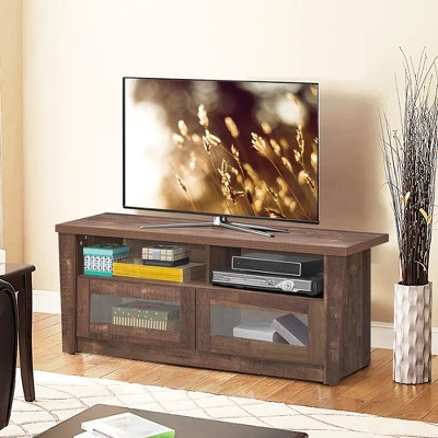 Costway TV Stand Entertainment Center Hold Up To 55'' TV With 2 Shelves & 2 Door Cabints - Image 3