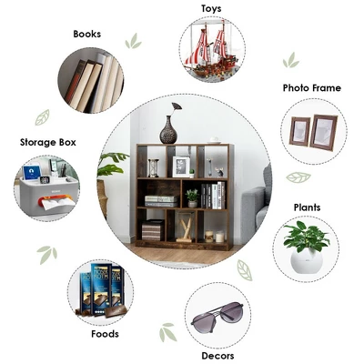 Costway Bookcase Industrial Freestanding Bookshelf Storage Organizer W/ Open Compartments - Image 7