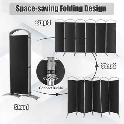 Costway 6 Panels Folding Privacy Screen 6 Ft Tall Fabric Privacy Screen For Home - Image 6