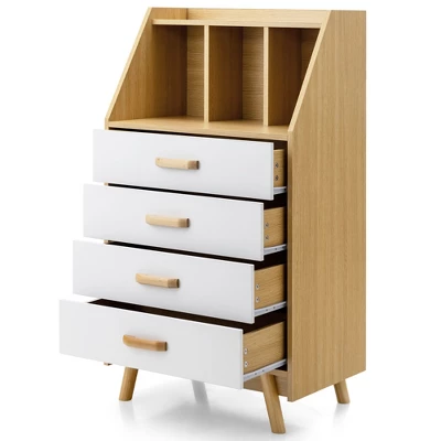 Costway 3-Cube Chest Of Drawers Storage Organizer 4-Drawer Dresser With Countertop - Image 9