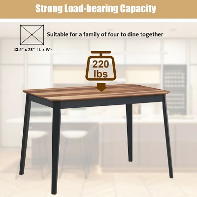 Costway Mid Century Modern Rectangular Dining Room Table W/ Solid Wooden Legs Walnut - Image 8