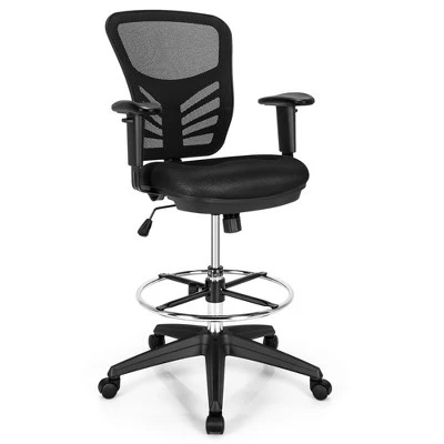 Costway Mesh Drafting Chair Office Chair W/Adjustable Armrests & Foot-Ring - Image 10