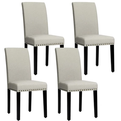 Costway Set Of 4 Fabric Dining Chairs W/Nailhead Trim - Image 10