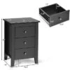 Costway Nightstand End Beside Sofa Table Cabinet W/ 3 Drawers Bedroom Furniture Black