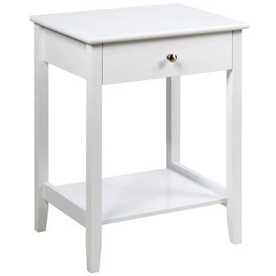 Costway Nightstand End Table Storage Display Bedroom Furniture Drawer Shelf Beside WhiteBrownGrey - Image 11