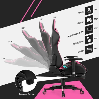 Costway Office Massage Gaming Chair Reclining Swivel Racing With Footrest - Image 4