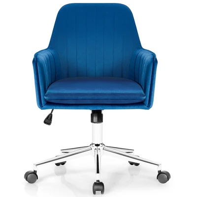 Costway Velvet Accent Office Armchair Adjustable Swivel Removable Cushion PinkBlueGrey - Image 9