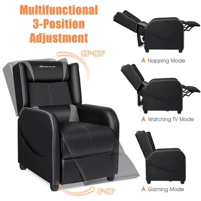 Costway Massage Gaming Recliner Chair Single Living Room Sofa Home Theater Seat PurpleGray - Image 7