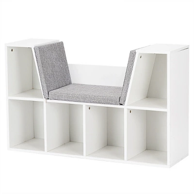 Costway 6 Cubby Kid Storage Cabinet Bookcase Multi-Purpose Shelf Cushioned Reading Nook - Image 7