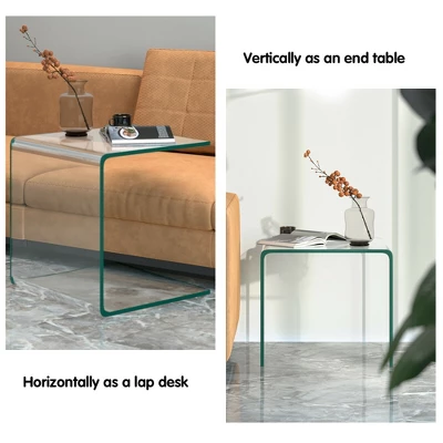 Costway Tempered Glass End Table Transparent Sofa Side Accent Table Living Room - Image 6