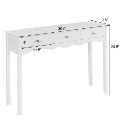 Costway Console Table Hall Table Side Table Desk Accent Table 3 Drawers Entryway White - Image 6