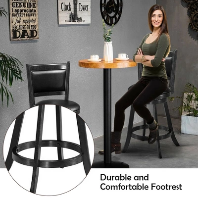Costway 2PCS 24'' Swivel Counter Stool Dining Chair Upholstered Seat Black - Image 7