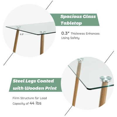 Costway Modern Glass Dining Table Rectangular Dining Room Table W/Metal Legs For Kitchen - Image 7