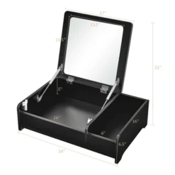 Costway 2-in-1 Vanity Dresser W/ Flip-Top Mirror Tabletop Storage Box Makeup Laptop Black