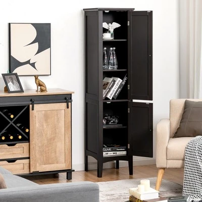 Costway Freestanding Bathroom Storage Cabinet Linen Tower Kitchen Living Room GreyBlackBrownWhite - Image 3