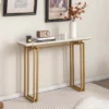 Costway 43.5'' Console Table Faux Marble Entryway Sofa Table With Metal Legs Living Room Black/Gold