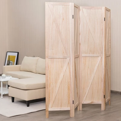 Costway 4Panels Folding Wooden Divider W/ V-shaped Design 5.6Ft Tall - Image 9