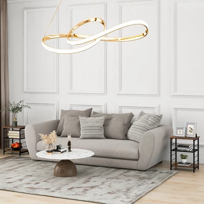 Costway 2 PCS 3-Tier Side End Table With Adjustable Mesh Shelf Narrow Nightstand - Image 4