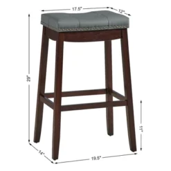 Costway Set Of 2 Nailhead Saddle Bar Stools 29'' Pub Chairs With Rubber Wood Legs Brown/White