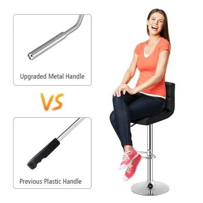 Costway Set Of 2 Bar Stools PU Leather Adjustable Barstool Swivel Pub Chairs Black Full Back - Image 6