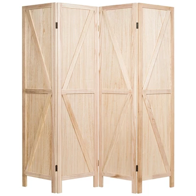 Costway 4Panels Folding Wooden Divider W/ V-shaped Design 5.6Ft Tall - Image 10