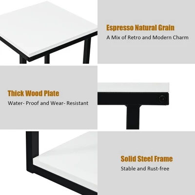 Costway 3-Tier End Table Sofa Side Table Night Stand W/ Shelf For Living Room White - Image 7