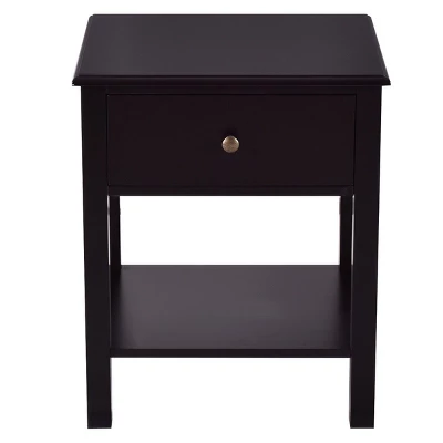 Costway 2 PCS Nightstand End Table Storage Display Furniture Drawer Shelf Beside - Image 2