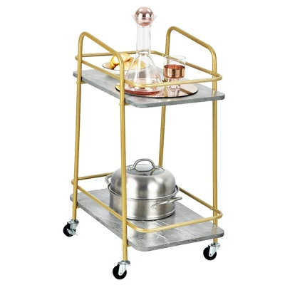 Costway Gold Serving Cart Utility Trolley On Wheel Rolling Kitchen Rack W/Handle - Image 8