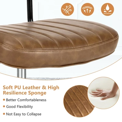 Costway PU Leather Office Chair Adjustable Swivel Task Chair W/ Backrest - Image 5