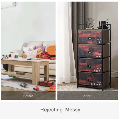Costway 4 Drawer Fabric Dresser Storage Tower Steel Frame Closet - Image 5