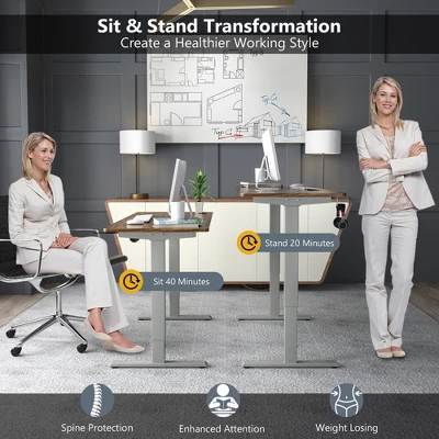 Costway Electric Standing Desk Adjustable Height Computer Desk Dual Motor W/ Controller - Image 6