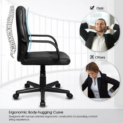 Costway Ergonomic Mid-Back Executive Office Chair Swivel Computer Desk Task Chair New - Image 4